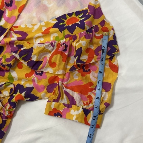 J.Crew Women’s Floral,Ruffle,Wrap,Cotton Top. Size- Large & Short Pants. Size-12 - Picture 7 of 16